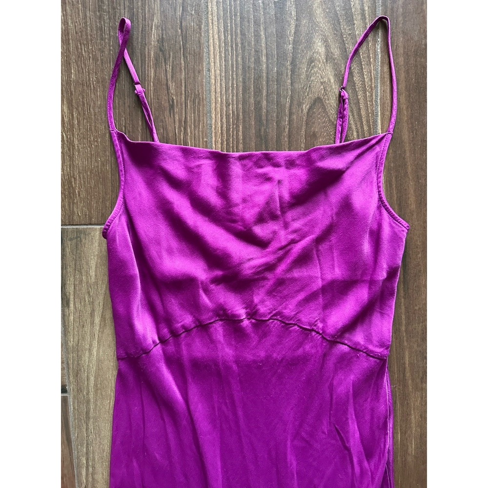 Anthropologie Magenta Satin Cowl Neck Midi Slip Dress Magenta Purple Size M - Picture 3 of 9